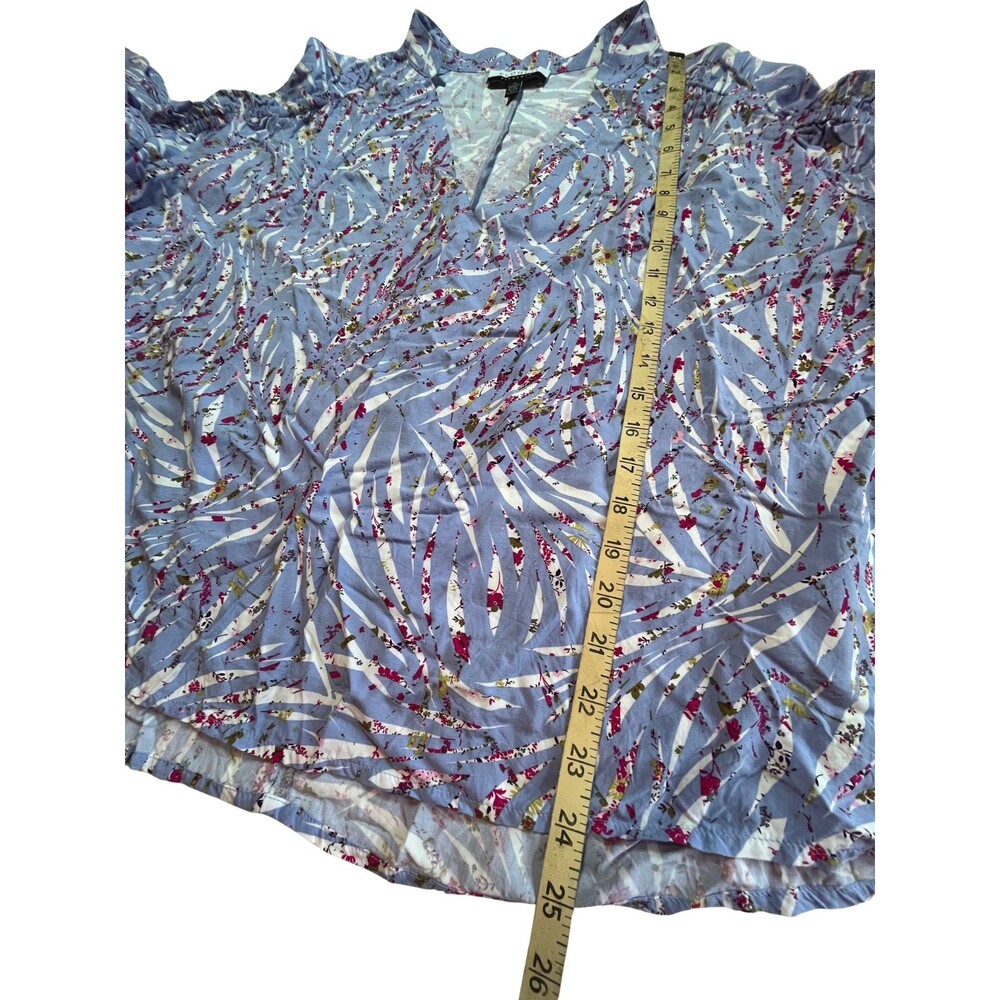 Eloquii Elements‎ Blouse Purple Floral 3/4 Ruched Sleeve Zebra La Vida Plus 20 - Picture 8 of 16